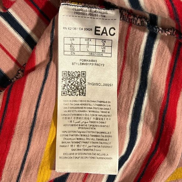 SOLD Sleeve Pullover Popart Striped Logo T Shirt Dark Red Mens Size Large - Picture 8 of 9